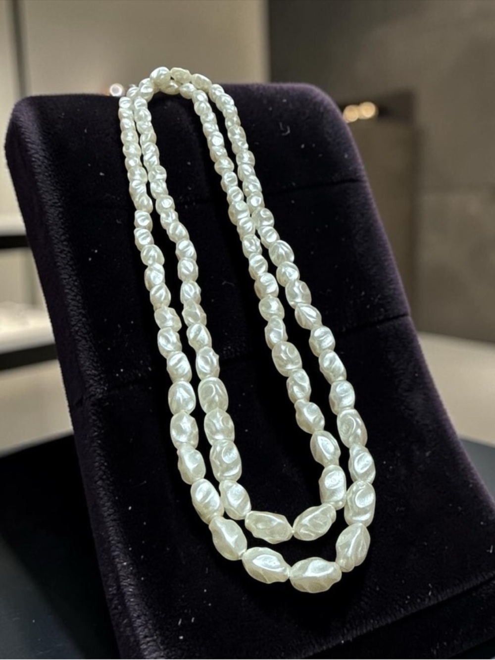 Vintage Endless White Baroque Pearl Necklace Long Continuous Strand 36”